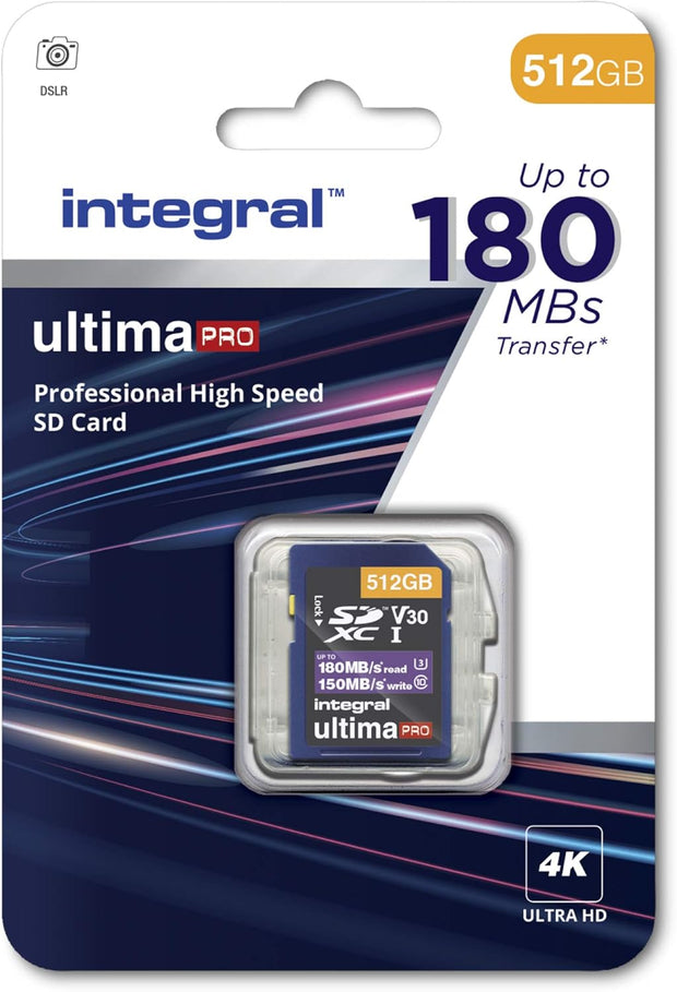 Integral 32GB SD Card 4K Ultra-Hd Video Premium High Speed Memory Card SDXC up to 100Mb/S SDXC V30 UHS-I U3 Class 10 SD Memory Card, Black