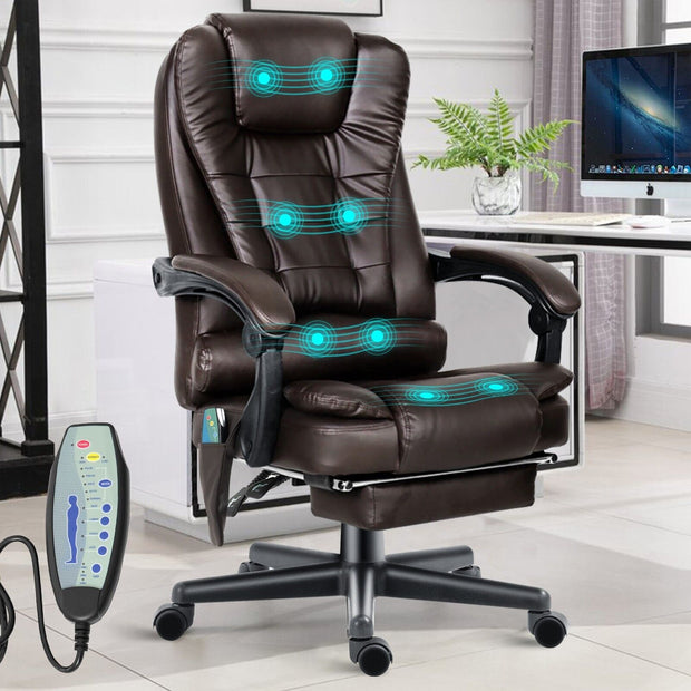 Massage Office Chair Gaming Computer Desk Swivel Recliner Chair Leather Footrest