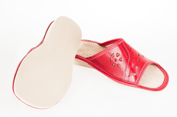Lady'S Women Flip Flop Leather Slippers Orthopedic Insole Shoes Sandals RED