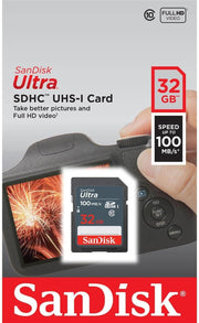 Sandisk Ultra 32GB SDHC Memory Card, up to 100Mb/S, Class 10, Black/Grey