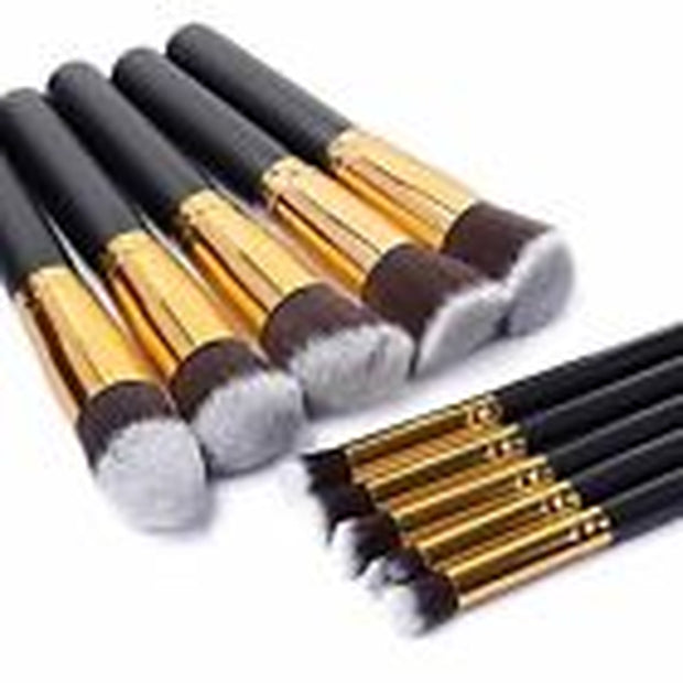 10 Pcs Make up Brushes Kabuki Eye Shadow Blusher Face Foundation Makeup Brush