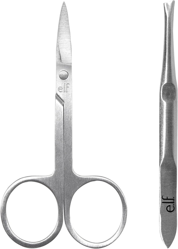 E.L.F. on Point Brow Kit, Duo of Pro-Quality Eyebrow Scissors & Tweezers for Shaping Eyebrows, Great for Precise Shaping, Vegan & Cruelty-Free