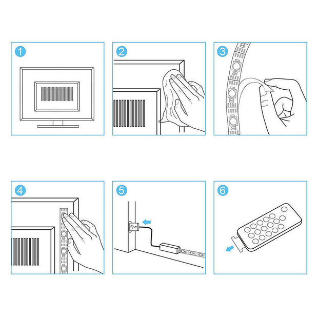 USB LED Strip Lights 5050 RGB Colour Changing Tape TV Kitchen Lighting 1-5M