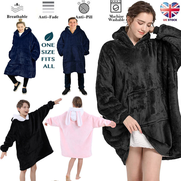Hooded Snuggle Blanket Super Soft Oodie Winter Warm Wearable Hoodie Robe Comfort
