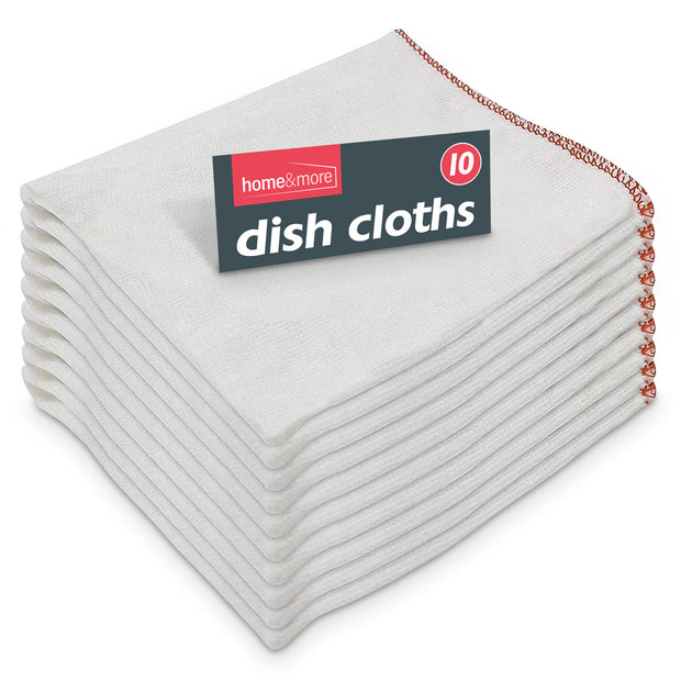 10Pk Dish Cloths White Cotton Dishcloth Kitchen Cleaning Drying Absorbent Towels