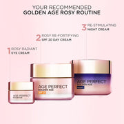 L’Oréal Paris Age Perfect Golden Age Rosy Radiant Eye Cream 50+, Target Dark Circles, Eye Contour Intensely Hydrated, Moisturised and Revitalised, Peony Native Cells, Calcium and Vitamin B3, 15Ml