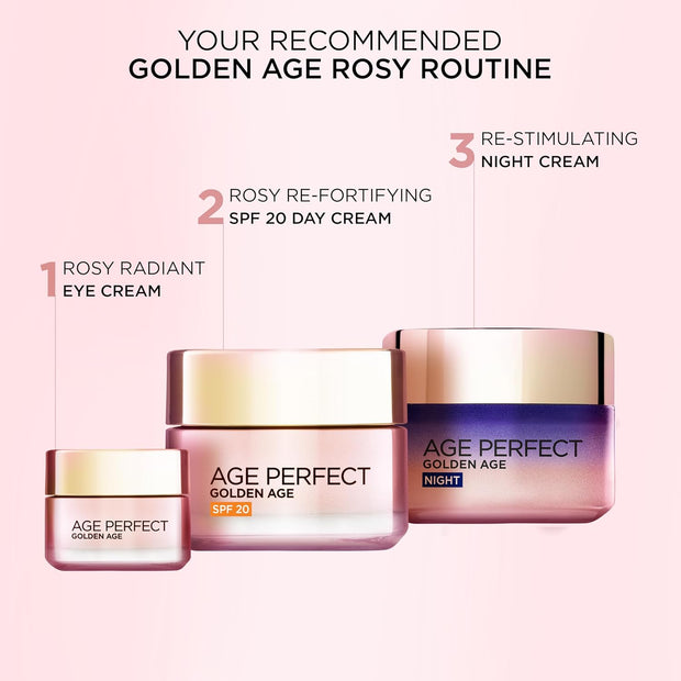 L’Oréal Paris Age Perfect Golden Age Re-Stimulating Night Cream 50+, Moisturising, Renew Skin Barrier Overnight and Reactivates Skin’S Radiance, Peony Native Cells, Calcium and Vitamin B3, 50Ml