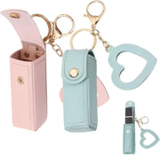 Lipstick Case 2PCS Lipstick Holder with Mirror Lip Balm Keyring Sleeves Small Lipstick Pouch Style2, Lipstick Holder
