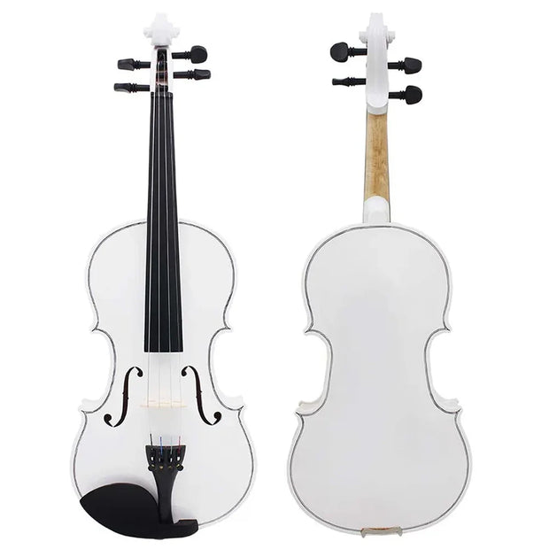 4/4 Violin Suitable for Beginners Student White Violin with Case/Bow/Strings/Tuner/Mute/Violin Bridges Accessories Violin Sets