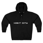 Cyberpunk style city skyline zip hoodie