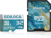 Ediloca 32GB Micro SD Card, Memory Card with SD Adapter, Read Speed up to 90Mb/S, UHS-I TF Card for Full HD Video Recording, Compatible with Smartphone, Dash Cam, Camera and Drones, C10, U1,V10, A1