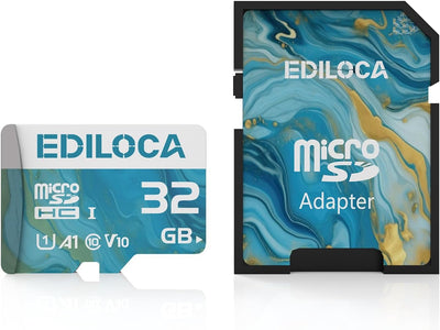 Ediloca 32GB Micro SD Card, Memory Card with SD Adapter, Read Speed up to 90Mb/S, UHS-I TF Card for Full HD Video Recording, Compatible with Smartphone, Dash Cam, Camera and Drones, C10, U1,V10, A1