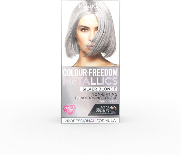 Colour Freedom Metallic Permanent Silver Violet Conditioning Hair Dye. Infused with Shea Butter and Argan Oil for Ultra Glossy Conditioned Hair. 100% Grey Coverage. by Knight & Wilson.