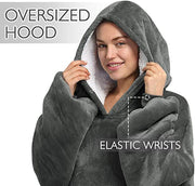 Hooded Snuggle Blanket Super Soft Oodie Winter Warm Wearable Hoodie Robe Comfort