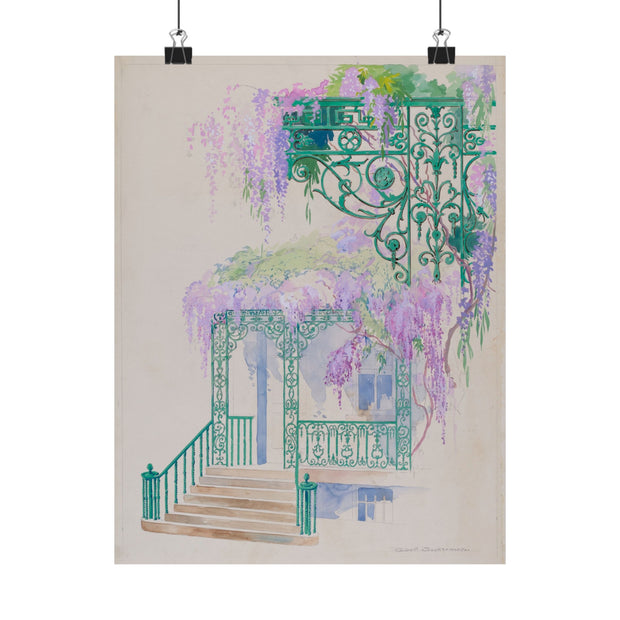 Matte Vertical Posters - Cast iron porch railing, c. 1936, Gilbert Sackerman