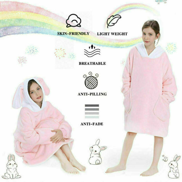Hooded Snuggle Blanket Super Soft Oodie Winter Warm Wearable Hoodie Robe Comfort