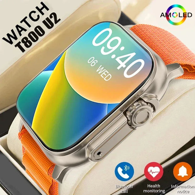 New Watch T800 U2 Smart Watch 49Mm 2024 New NFC Men Women GPS Track Bluetooth Call BT Music Games Wireless Charging Smartwatch