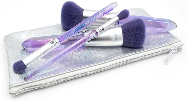 Royal & Langnickel Full Size Mythical Crystal 5Pc Makeup Brush Set with Pouch, Includes - Powder, Angle Brush, MD Shader, and Crease Brushes, Brilliant Amethyst