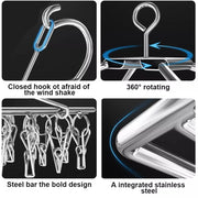 36 Thickened Clip Underwear Sock Hanger Laundry Airer Dryer Rack Stainlesssteel