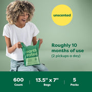 Earth Rated Dog Poo Bags with Handles Value Pack, Easy Tie and Guaranteed Leakproof, Lavender, 600 Handle Bags