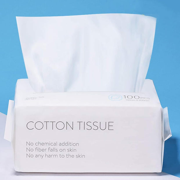 2Pack Disposable Towel Cotton Tissues Makeup Facial Pads for Removing Face Eye Makeup and Nail Polish Plain Weave