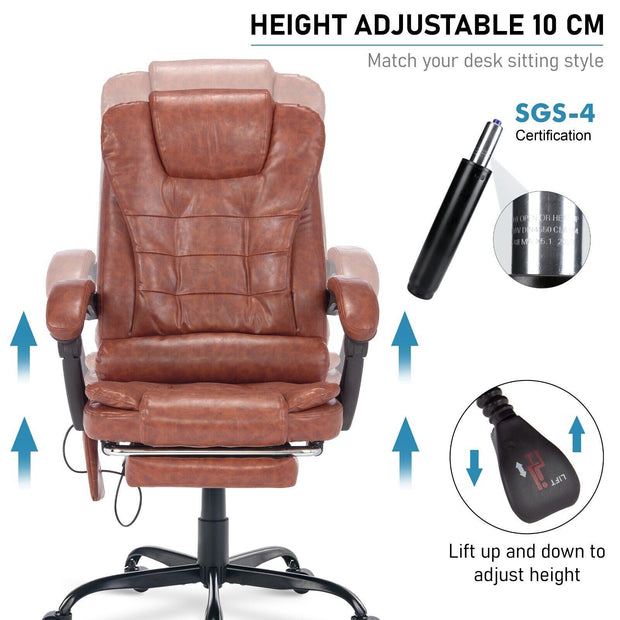 Massage Office Chair Gaming Computer Desk Swivel Recliner Chair Leather Footrest
