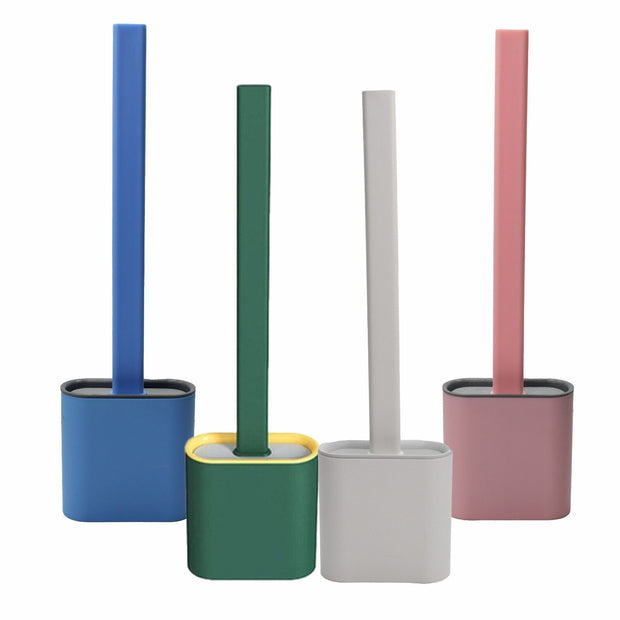 Toilet Brush & Toilet Brush Holdersilicone Soft TPR Cleaning Brush Full Set 2PK