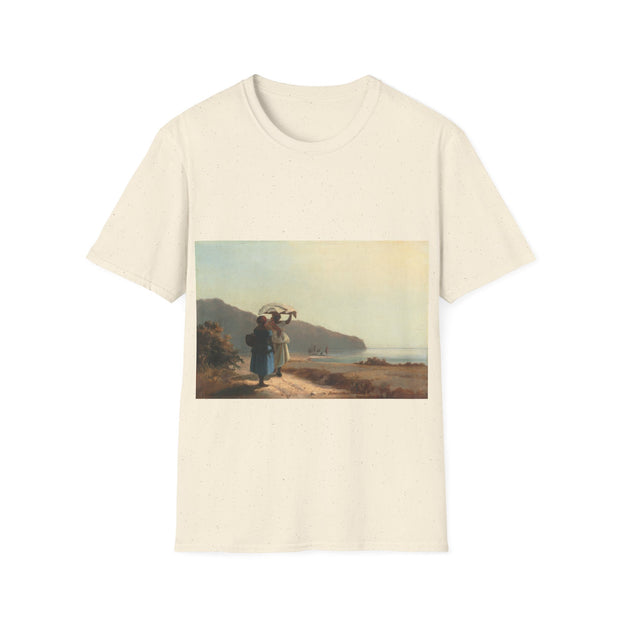 Two Women Chatting by the Sea, St. Thomas_1856_Camille Pissarro soft cotton shirt