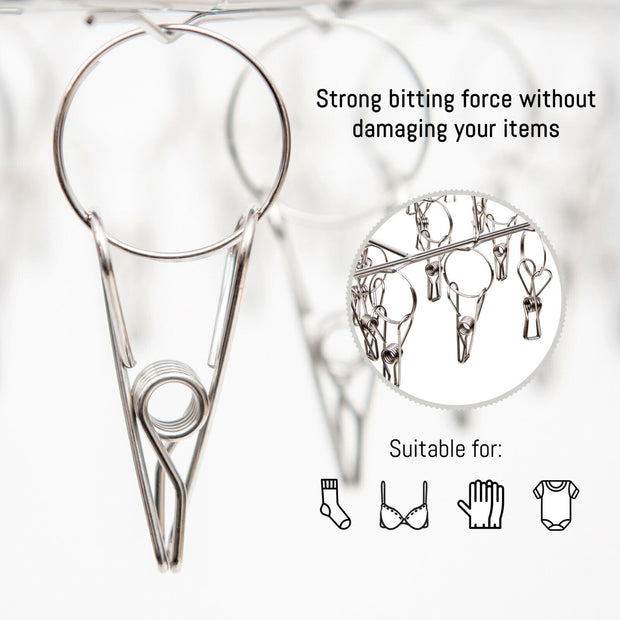 36 Thickened Clip Underwear Sock Hanger Laundry Airer Dryer Rack Stainlesssteel