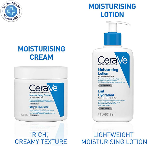 Cerave Moisturising Lotion, Face & Body, with 3 Essential Ceramides & Hyaluronic Acid, for Dry to Very Dry Skin