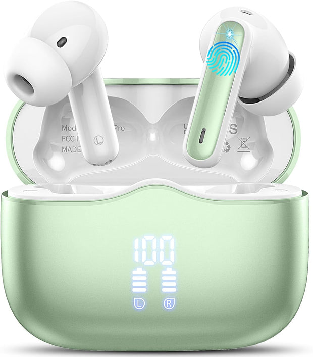 Wireless Earbuds, Bluetooth 5.3 Headphones in Ear with Hifi Stereo Deep Bass, 4 ENC Noise Cancelling Mic Wireless Earphones 40H Playtime, Bluetooth Earbuds Dual LED Display, IP7 Waterproof, USB-C