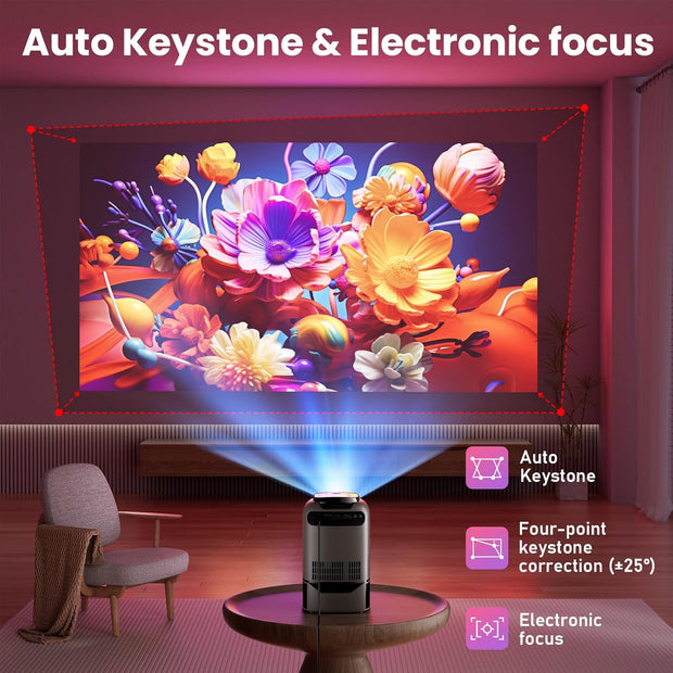 Bisofie Portable Projector with Auto Focus & Keystone, Full HD 1080P Smart Projector, 240 ANSI Wifi 6 Bluetooth, Support 72Cm Height Adjustment, Compatible with Ios/Android/Tv/Hdm