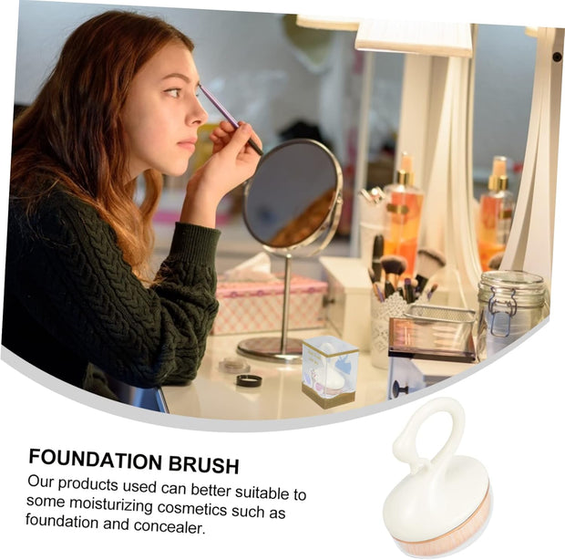 Housoutil Makeup Brush Creative Swan Handle Portable Flat Top Foundation Brush for Effortless Application of Liquid and Powder Cosmetics for Smooth Finishing