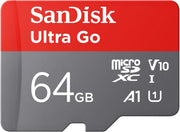 Sandisk Ultra Micro SD Card + SD Adapter 64GB (For Android Smartphones and Tablets, Memory Card up to 140 Mb/S, A1 Faster App Performance, UHS-I, Class 10, U1)
