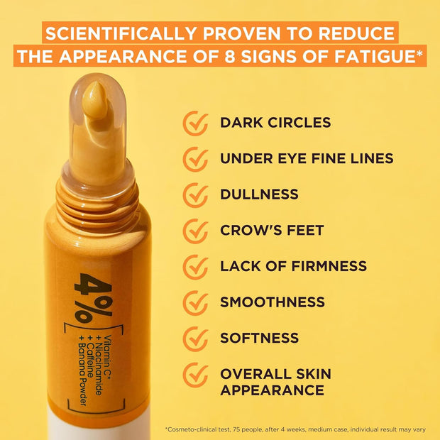 Garnier Eye Cream, with 4% Vitamin C, Brightening Eye Treatment for Dark Circles, Prevents under Eye Bags and Puffiness, Vitamin C*, 15Ml