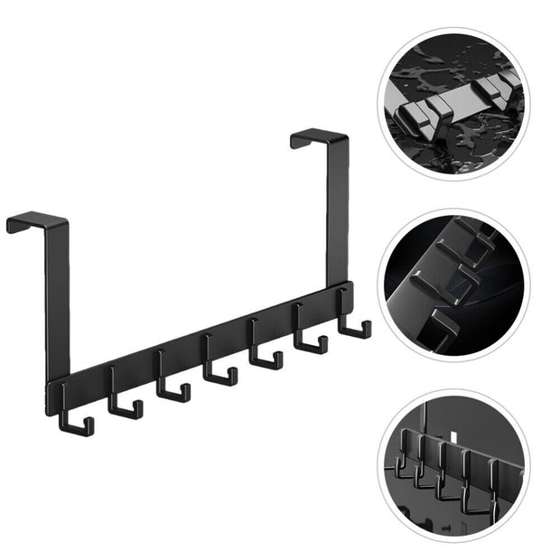 Heavy Duty Aluminium 7 Hook over Door Organiser Rack Coat Towel Robe Hanger