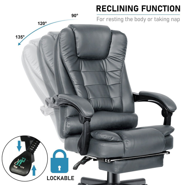 Massage Office Chair Gaming Computer Desk Swivel Recliner Chair Leather Footrest