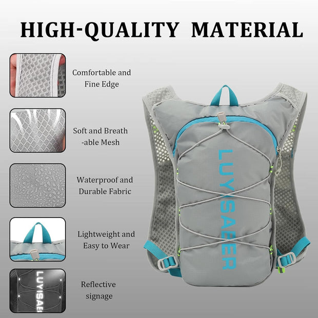 Running Vest,Running Hydration Vest,Breathable Ultra-Lightweight Running Backpack,With Reflective Strips,Micro-Splash Resistant,For Outdoor Cycling Running Climbing Marathon Camping,For Women and Men