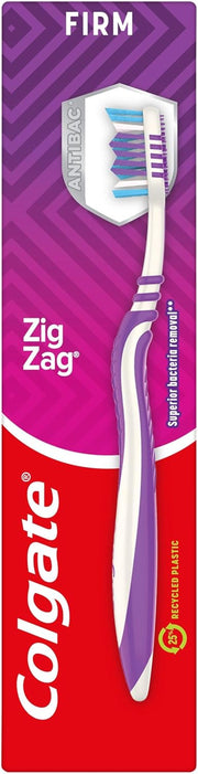 Colgate Zig Zag Medium Manual Toothbrush Pack of 3, Multi Angle Cross Bristles with Flexible Neck for Gum Comfort, 3 Count (Pack of 1)