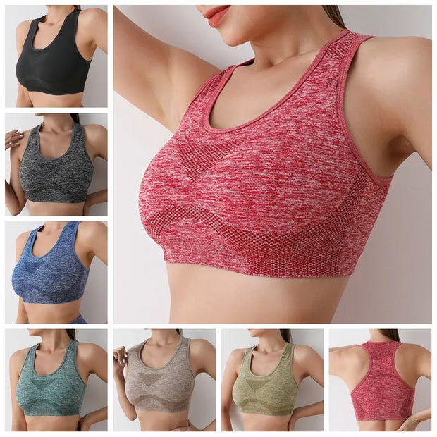 Women Sports Bras Yoga Top Vest High Shockproof Quick-Drying Yoga Gym Running Fitness Underwear Ladies Seamless Sportswear