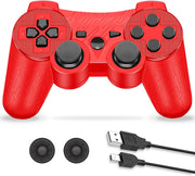 Supohero Game Controller Compatible for Play3, Play 3 Wireless Remote Game Controller with Dual Vibration,6-Axis Gyro and Charging Cable (Red)
