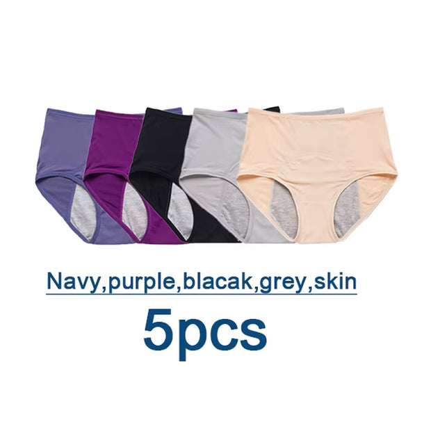 5Pcs/Set Leak Proof Menstrual Panties Women Period Underwear Sexy Pants Physiological Underwear plus Size Waterproof Briefs&Gift