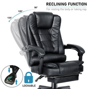 Massage Office Chair Gaming Computer Desk Swivel Recliner Chair Leather Footrest