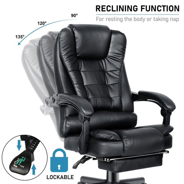Massage Office Chair Gaming Computer Desk Swivel Recliner Chair Leather Footrest