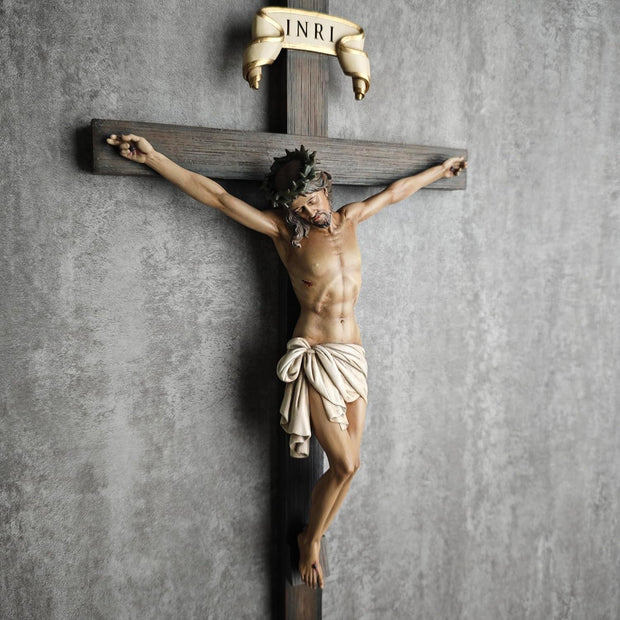 BC Catholic Crucifix Wall Cross 16" H Jesus Christ Indoor Home Decor Religious Collectable Gifts Renaissance Sculpture Handmade by Buildclassic