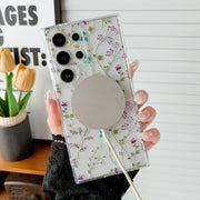 Magnetic Magsafe Case for Samsung S23 FE S22 S24 Ultra Clear Floral Soft Cover