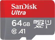 Sandisk Ultra Micro SD Card + SD Adapter 64GB (For Android Smartphones and Tablets, Memory Card up to 140 Mb/S, A1 Faster App Performance, UHS-I, Class 10, U1)