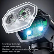 Solar Powered LED Bike Front USB Rechargeable Bicycle Light Lamp with Horn