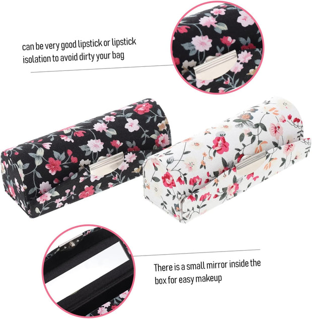 MAGICLULU Lipstick Storage Box Set 2Pcs Portable Lipstick Cases Mirror Refined Handmade Easy to Carry for Party Favors
