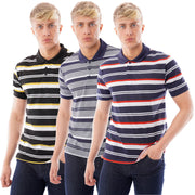 Mens Striped Polo Shirt Short Sleeve Pique T Shirt Premium Designer Summer Top